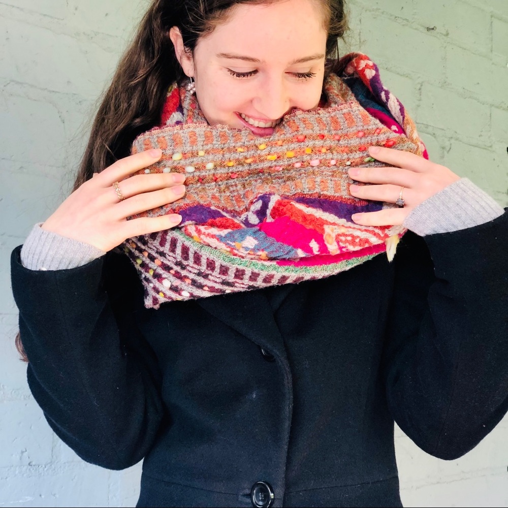 Anthropologie 100% Wool Snood Scarf Multicolor